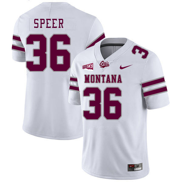 Montana Grizzlies #36 Garrett Speer College Football Jerseys Stitched Sale-White